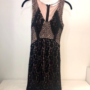 Black lace mini body con dress